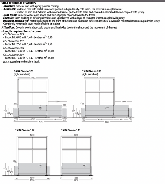 OSLO 283 Dx divano sienas gultas komplekts, Clei Itālija