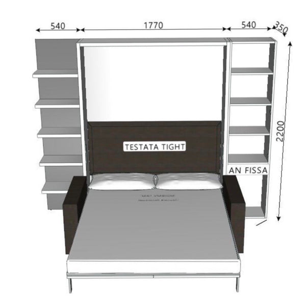 Penelope 2 sofa next wall bed for 160 x 198 x 18 cm mattress