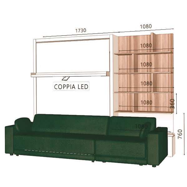 OSLO 283 Dx divano sienas gultas komplekts, Clei Itālija