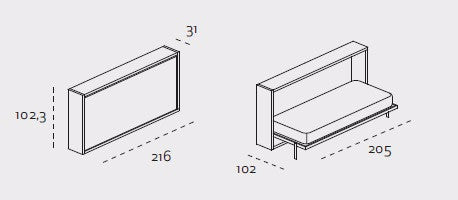 Poppi 90/120 horizontal wallbed by Clei, Italy