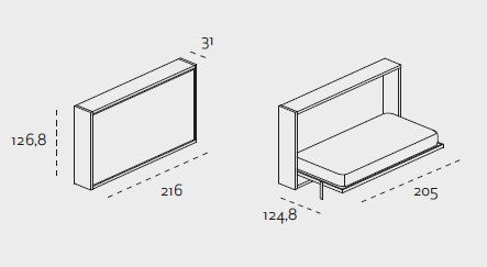 Poppi 90/120 horizontal wallbed by Clei, Italy