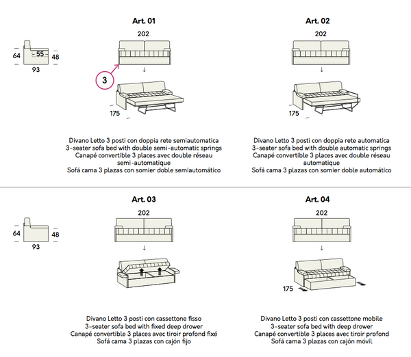 Asky dīvāns ar izvelkamu gultu no Day & Night collection