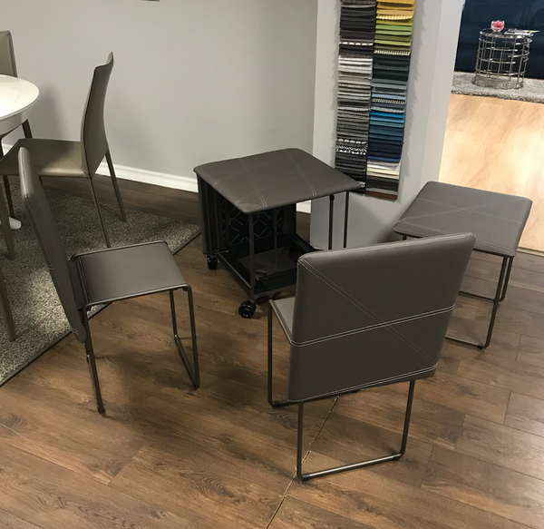 Cubix pouf and 5 chairs in one.