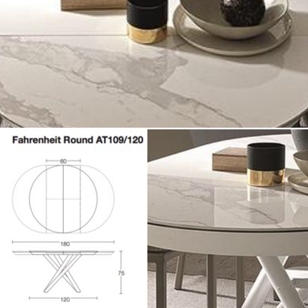 Fahrenheit round extendible dining table with metal frame by Altacom Italia