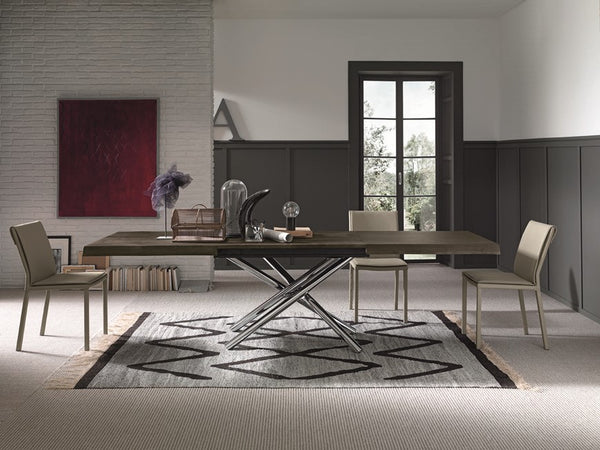 Fahrenheit fixed or extendible dining table with metal frame by Altacom Italia