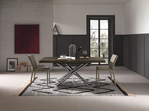 Fahrenheit fixed or extendible dining table with metal frame by Altacom Italia