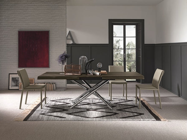 Fahrenheit fixed or extendible dining table with metal frame by Altacom Italia