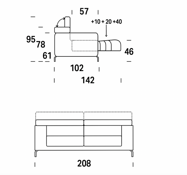 Fred Lounge Sofa with sliding seats