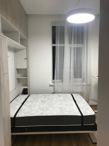 Jauns: Sienas gultas komplekti 140-160 x 200 cm matracim ar plauktu sistēmu un dīvānu