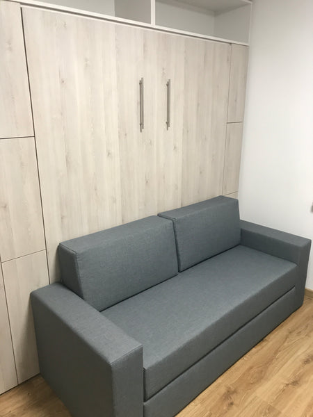 Jauns: Sienas gultas komplekti 140-160 x 200 cm matracim ar plauktu sistēmu un dīvānu