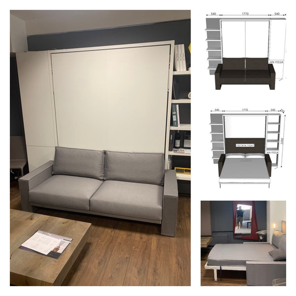 Penelope 2 sofa next wall bed for 160 x 198 x 18 cm mattress