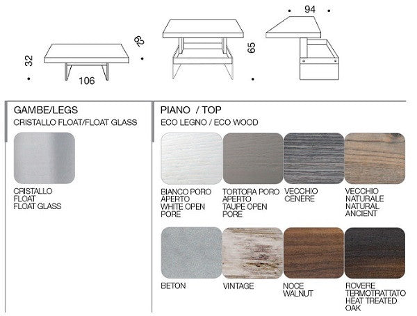 LUGANO ET60 transformable coffee-table by Easy-Line Italy