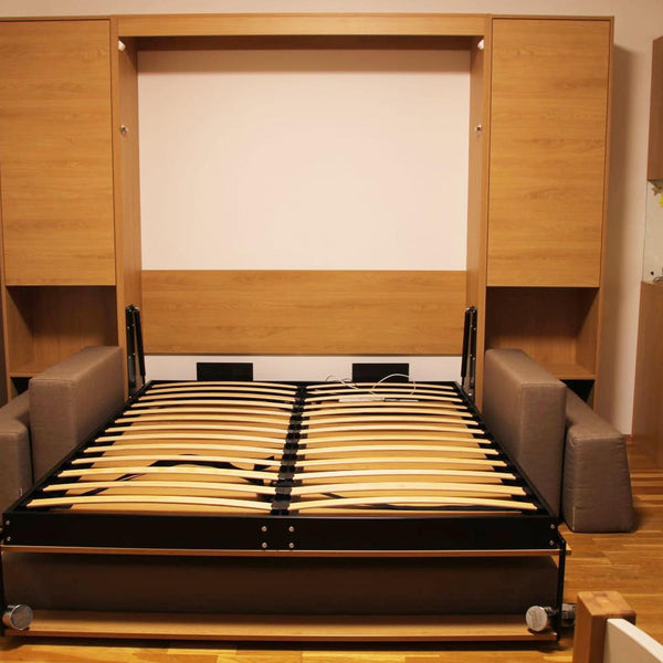 Jauns: Sienas gultas komplekti 140-160 x 200 cm matracim ar plauktu sistēmu un dīvānu