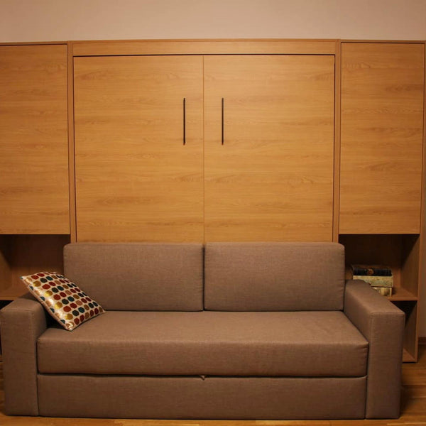 Jauns: Sienas gultas komplekti 140-160 x 200 cm matracim ar plauktu sistēmu un dīvānu