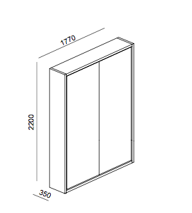 Penelope 2 wall bed for 160 x 198 x 18 cm mattress