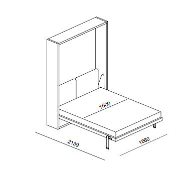 Penelope 2 wall bed for 160 x 198 x 18 cm mattress