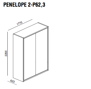 Penelope 2 book wall bed for 160 x 198 x 18 cm mattress