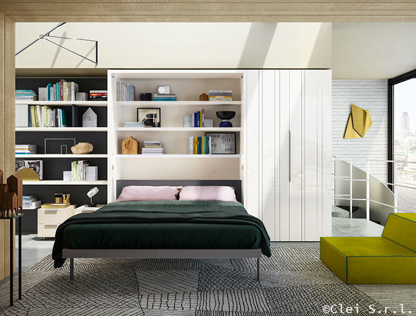 Penelope 2 book wall bed for 160 x 198 x 18 cm mattress