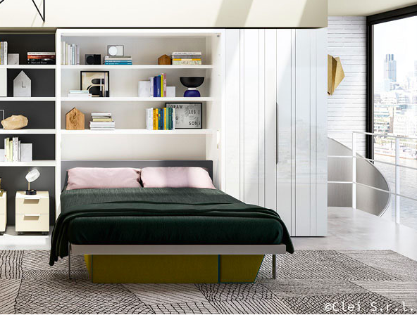 Penelope 2 book wall bed for 160 x 198 x 18 cm mattress