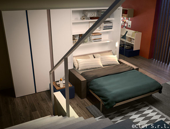 Penelope 2 sofa wall bed for 160 x 198 x 18 cm mattress