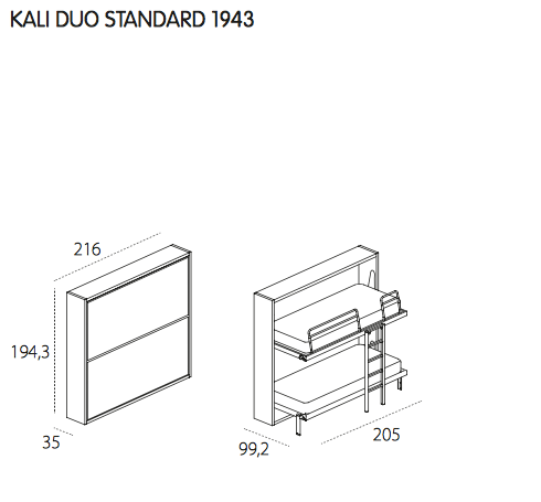 Kali Duo plain bunkbed, Clei, Italy