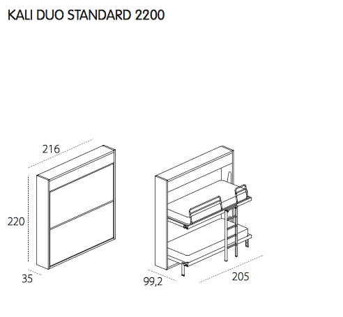 Kali Duo plain bunkbed, Clei, Italy