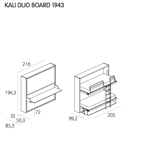 Kali Duo Board bunkbed by Clei, Italy