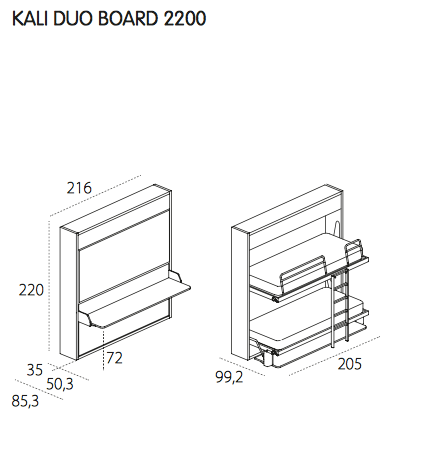 Kali Duo Board bunkbed by Clei, Italy
