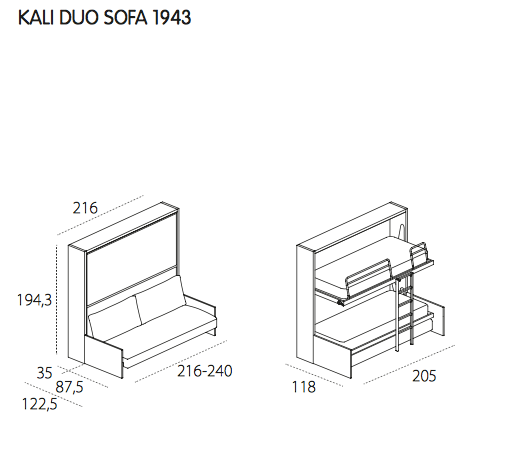 Kali Duo Sofa bunkbed, Clei, Italy