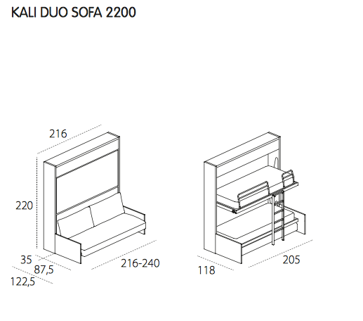 Kali Duo Sofa bunkbed, Clei, Italy
