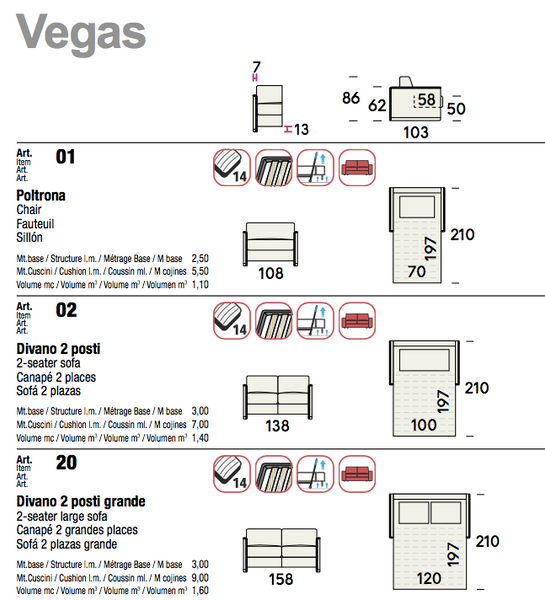 Vegas sofa bed optional from 197 to 207 cm long mattress by felis.it