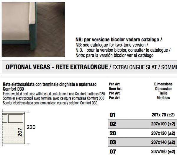 Vegas sofa bed optional from 197 to 207 cm long mattress by felis.it