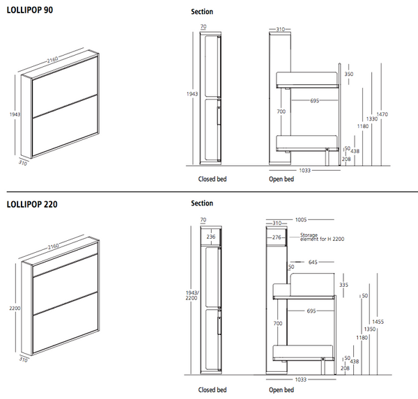Lollipop and Lollisoft 90 / 220 recycling bunkbed by Clei, Italy