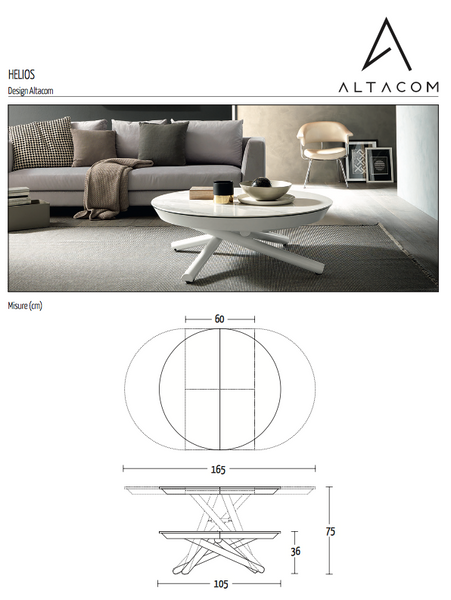 Helios round transforming coffee table by Altacom Italia