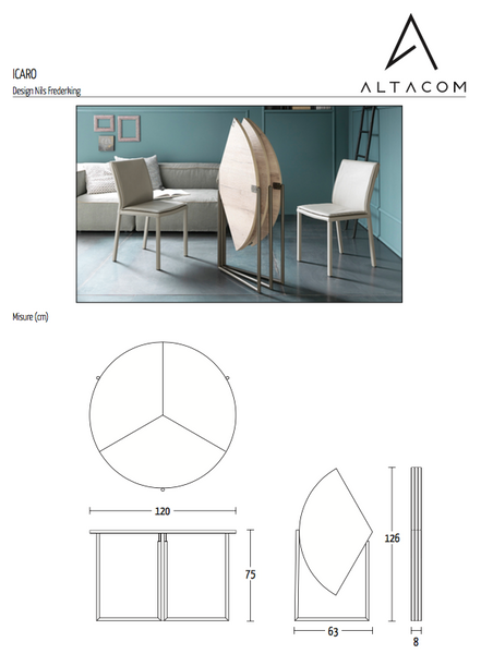 Icaro round transforming table by Altacom Italia