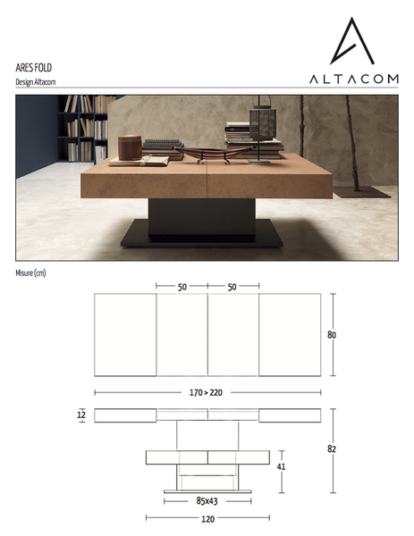 Ares Fold Transformējams kafijas un virtuves galds no Itālijas