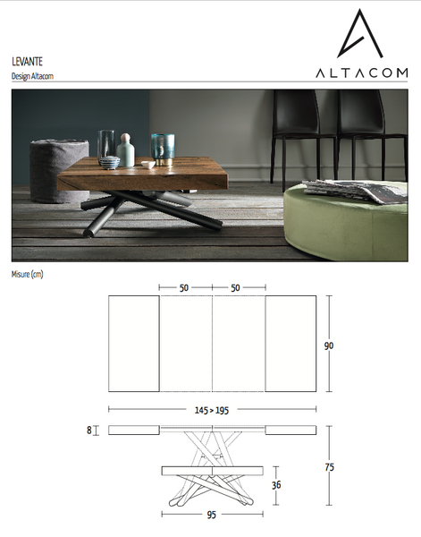 Floor model Levante transforming coffee table by Altacom Italia