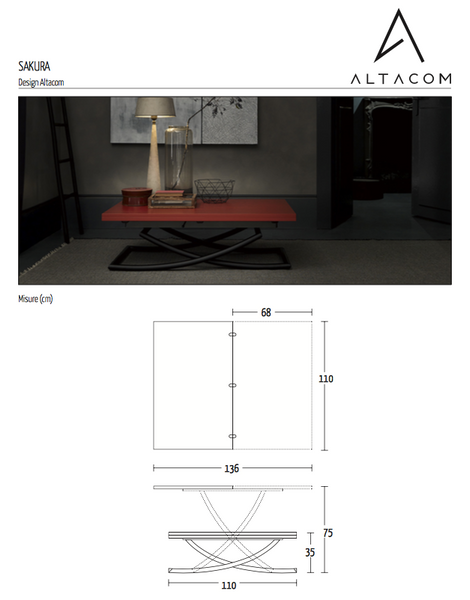 Sakura transforming coffee table by Altacom Italia