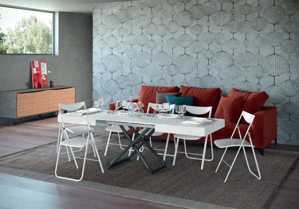 COUPE’ metal base transformable table with extendable top by Easy-Line.it [EN]