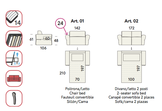 Yves sofa bed by felis.it Day & Night collection