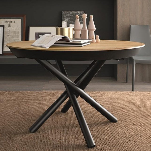 Fahrenheit round extendible dining table with metal frame by Altacom Italia