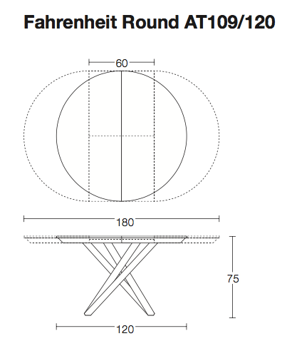 Fahrenheit fixed or extendible dining table with metal frame by Altacom Italia