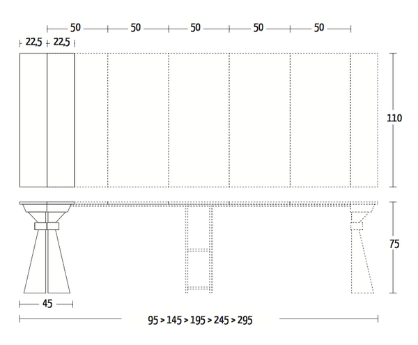 Genesi 295 extendible console table by Altacom Italia
