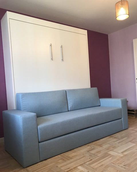 Jauns: Sienas gultas komplekti 140-160 x 200 cm matracim ar plauktu sistēmu un dīvānu