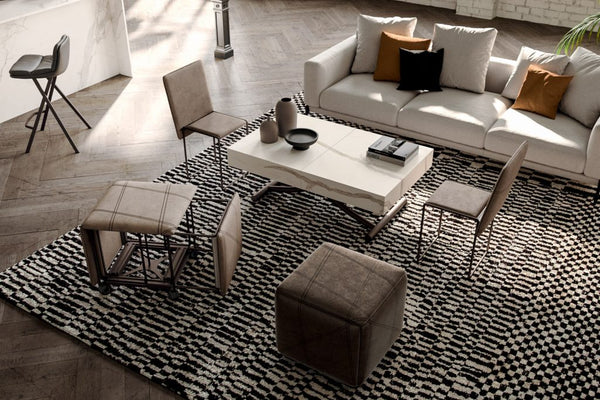 Cubix pouf and 5 chairs in one.