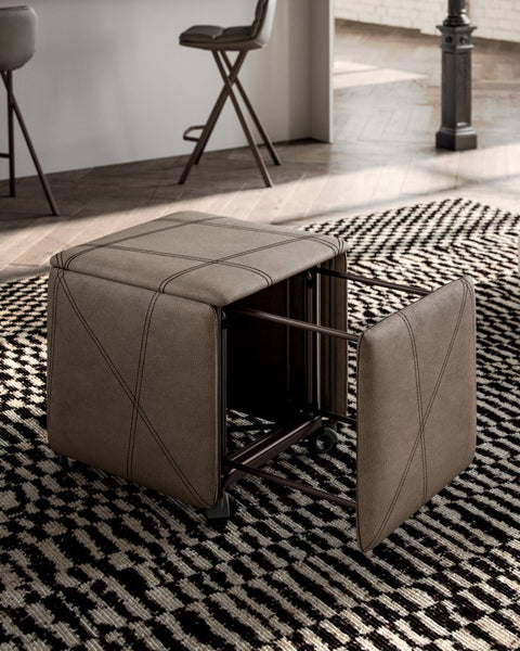 Cubix pouf and 5 chairs in one.