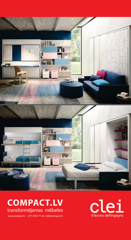 Bērnu un jauniešu istabas mēbeles no Itālijas | Young collection by Clei, Italy