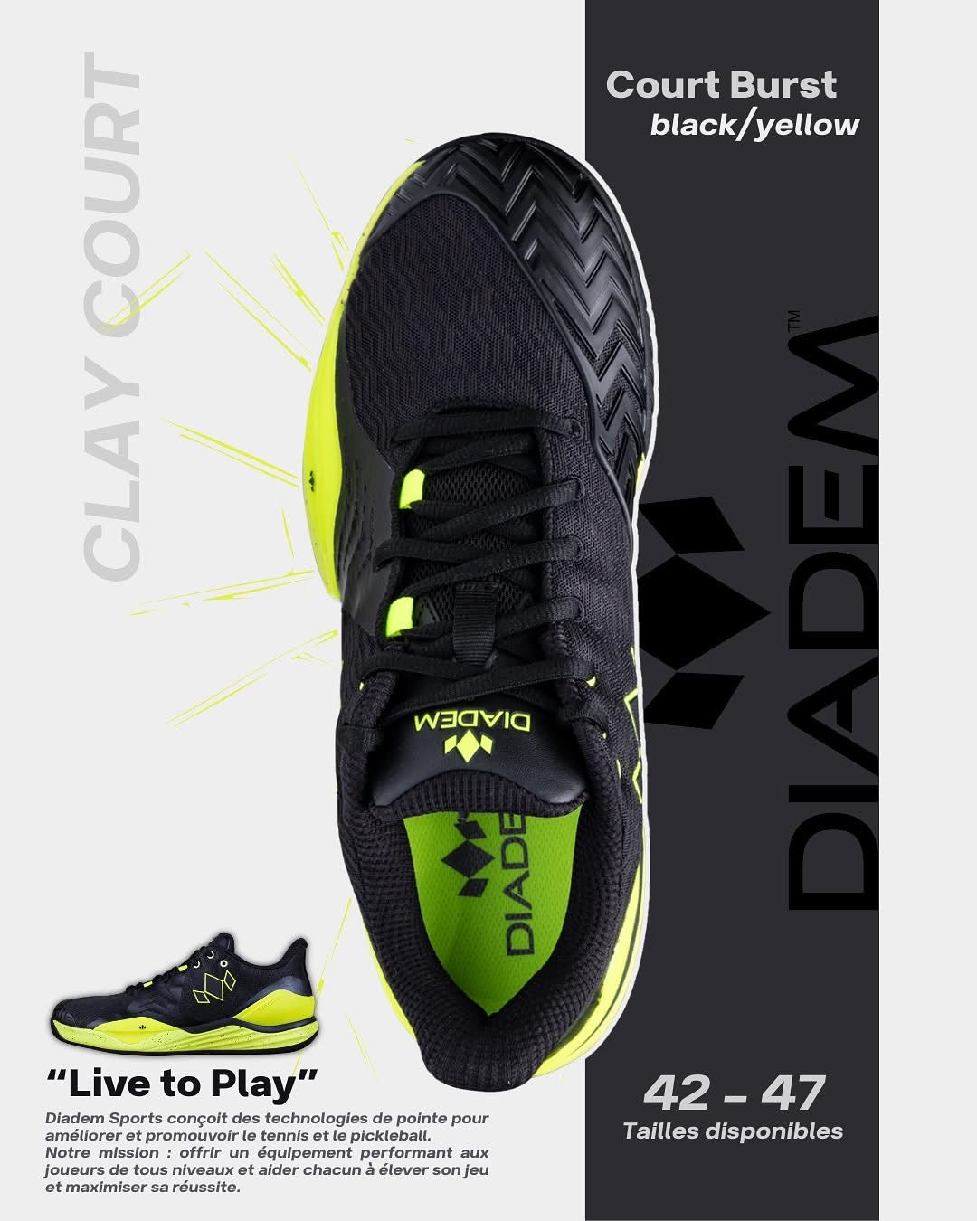 Black-Neon men court burst tennis and pickleball shoe