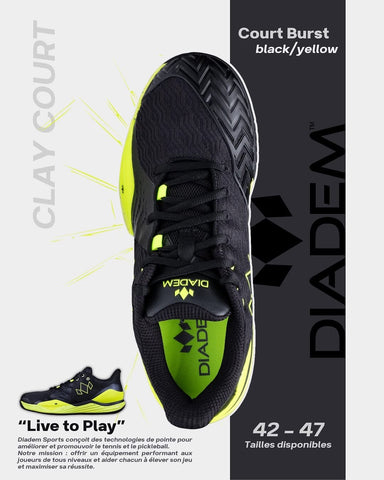 Black-Neon men court burst tennis and pickleball shoe