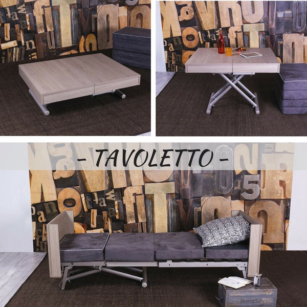 Tavoletto coffee table with variable height and bed in one by Altacom Italia